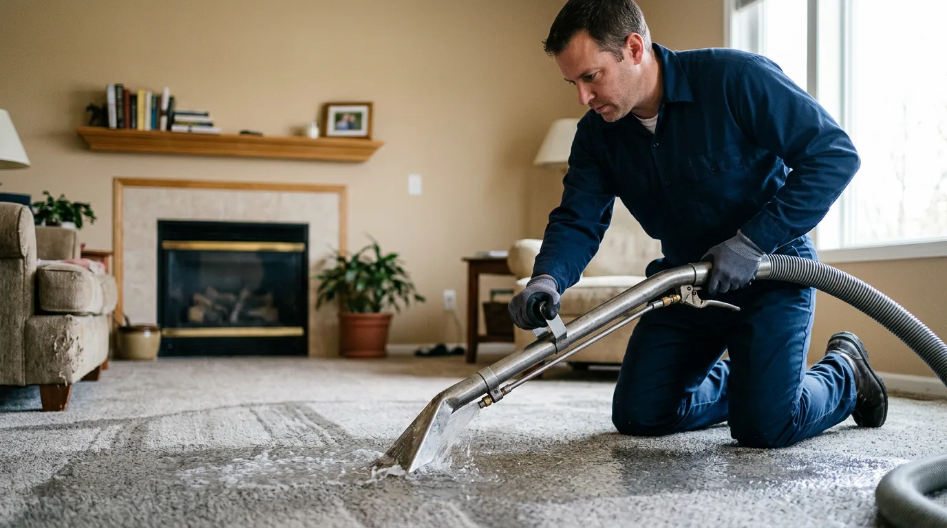 Water damage restoration technician working near Elyria, OH